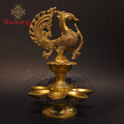 12 Inches Brass Celestial Bird Lamp