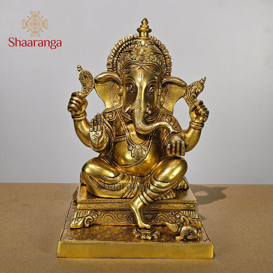 12.5 Inches Brass Ganesha Sitting