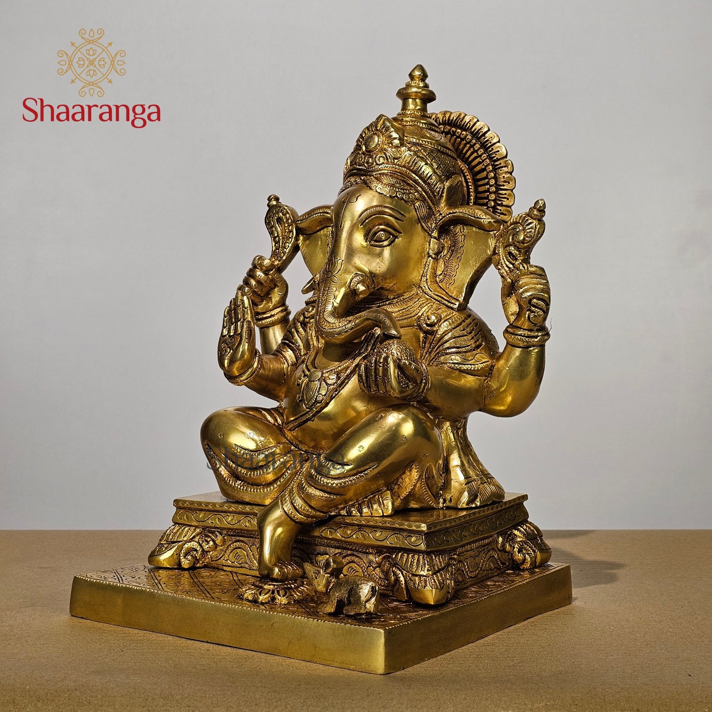 12.5 Inches Brass Ganesha Sitting