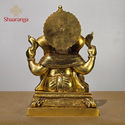 12.5 Inches Brass Ganesha Sitting