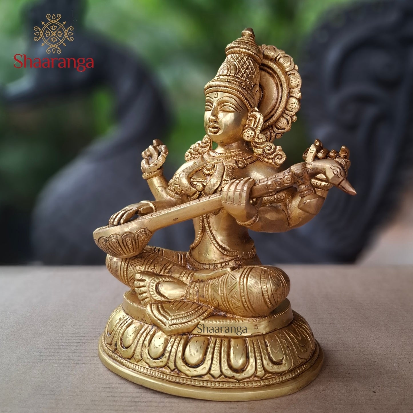11 Inches Brass Saraswathi Sitting