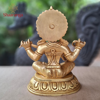 11 Inches Brass Saraswathi Sitting