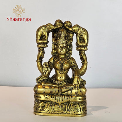 6 Inches Brass Gaja Lakshmi