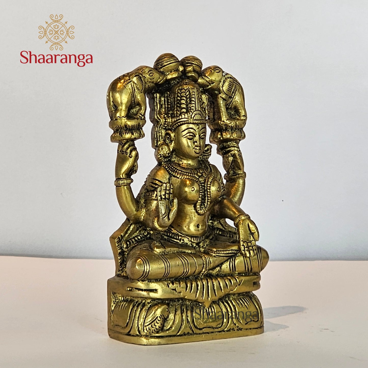 6 Inches Brass Gaja Lakshmi