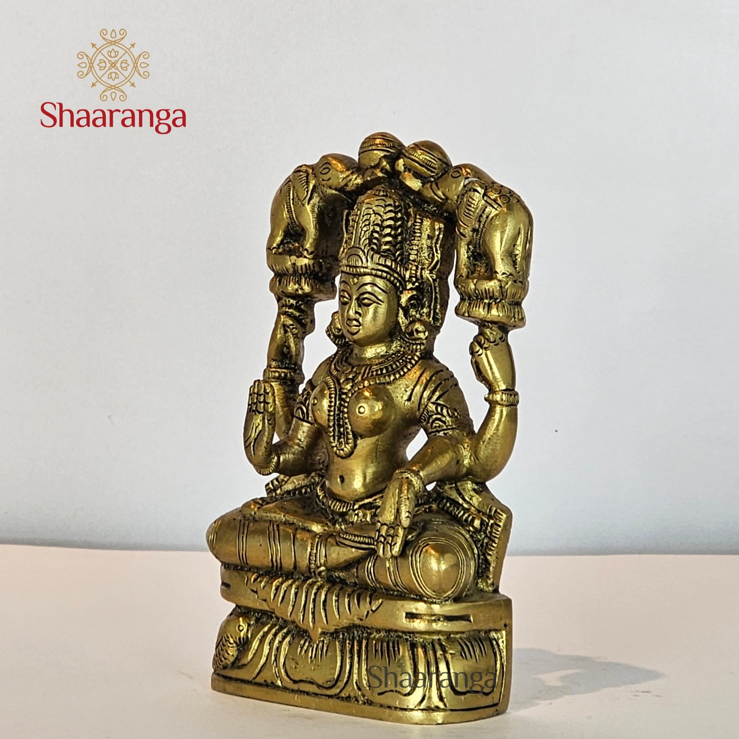 6 Inches Brass Gaja Lakshmi