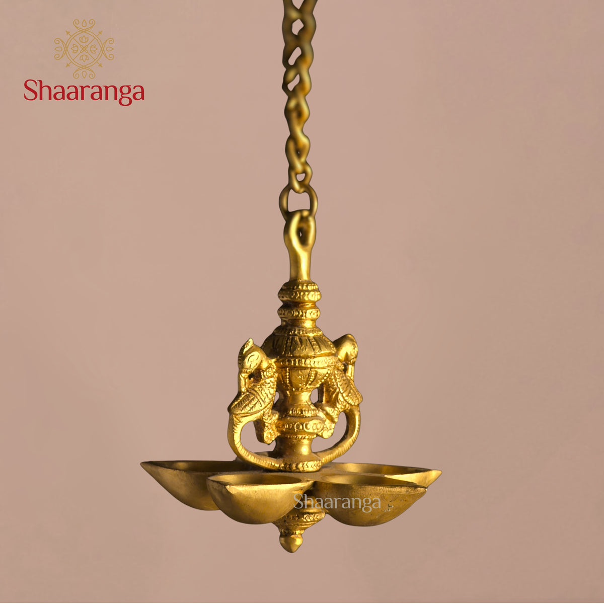 6 Inches Brass Hanging Lamp with miniature birds design