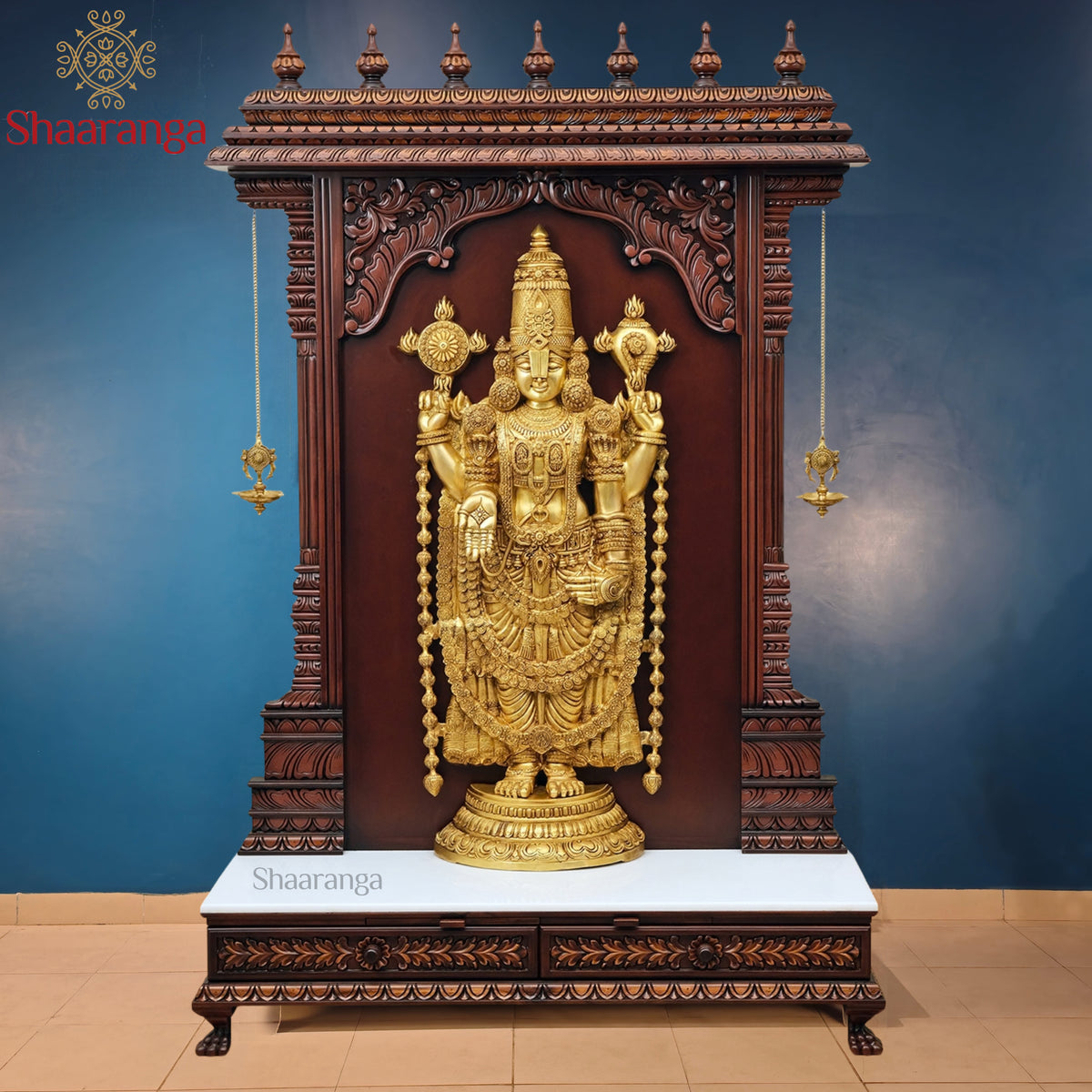 74 Inches Teak Wood Balaji Mandir