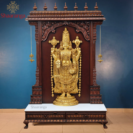 74 Inches Teak Wood Balaji Mandir