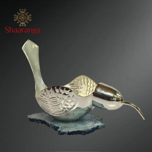 5.5 Inches silver finish Bird with Agate Stone base