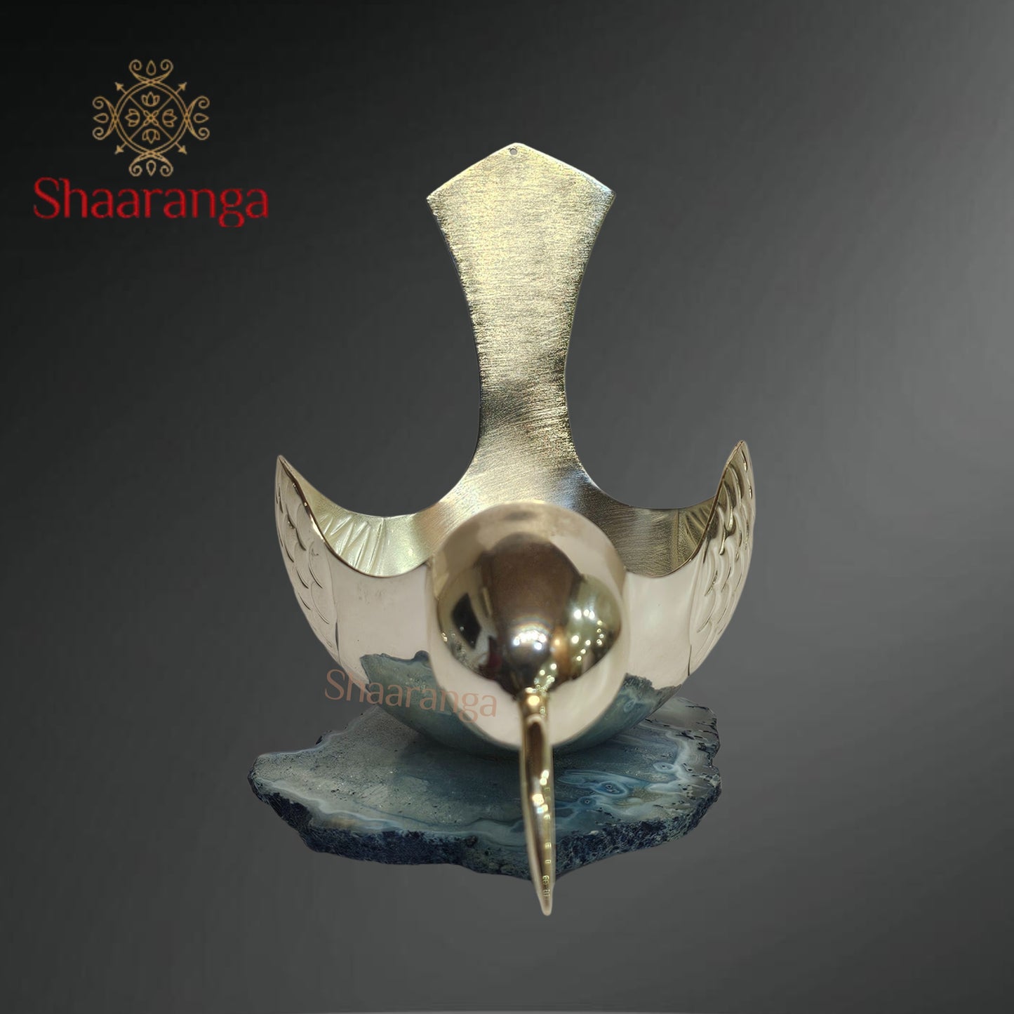 5.5 Inches silver finish Bird with Agate Stone base