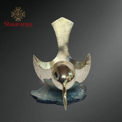 5.5 Inches silver finish Bird with Agate Stone base
