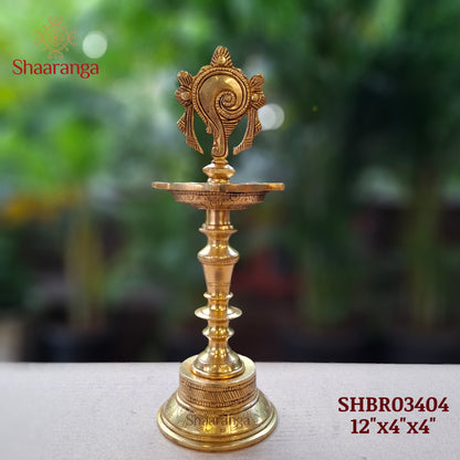 12 Inches Brass Shankh Diya Stand