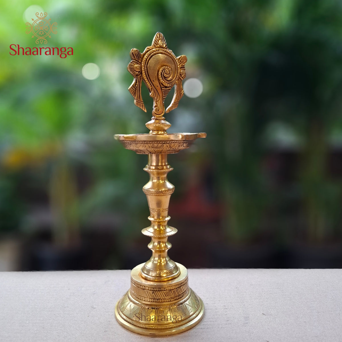 12 Inches Brass Shankh Diya Stand
