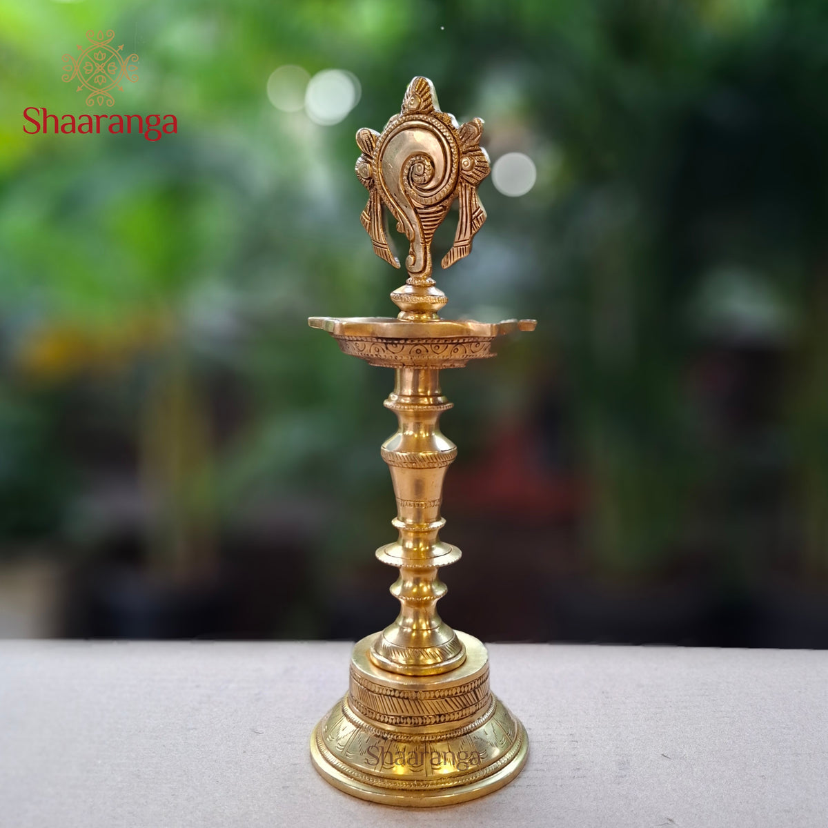 12 Inches Brass Shankh Diya Stand