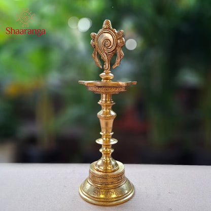 12 Inches Brass Shankh Diya Stand