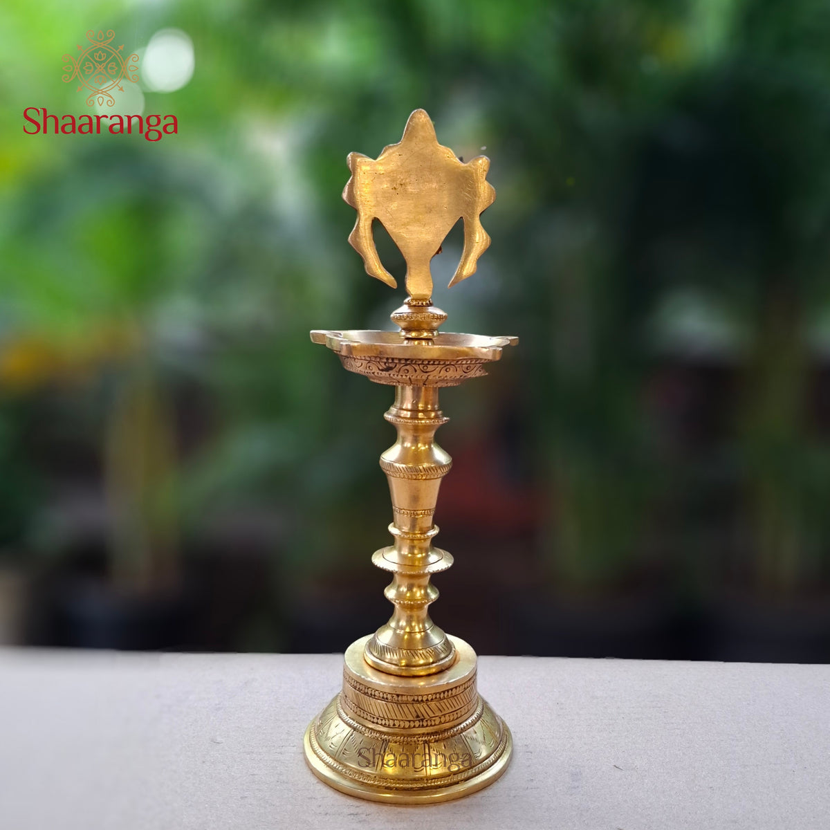 12 Inches Brass Shankh Diya Stand