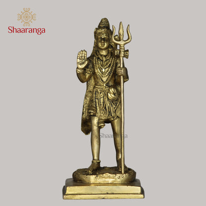 9 Inches Brass Shiva Standing Idol - Premium Handcrafted Deity Sculpture