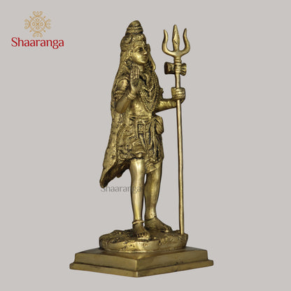9 Inches Brass Shiva Standing Idol - Premium Handcrafted Deity Sculpture