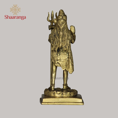 9 Inches Brass Shiva Standing Idol - Premium Handcrafted Deity Sculpture