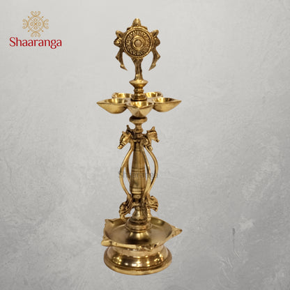 16 Inches Brass Chakra Deepak Stand