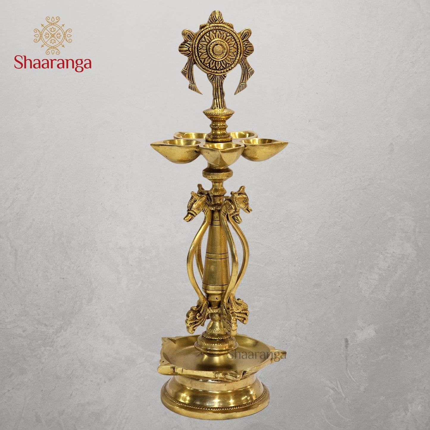 16 Inches Brass Chakra Deepak Stand