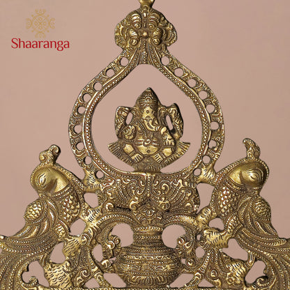 14 Inches Brass Ganesha Deepam Wall Hanging