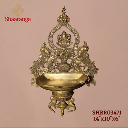 14 Inches Brass Ganesha Deepam Wall Hanging