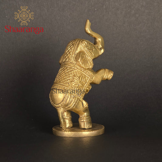 4 Inches Brass Elephant – Standing on Two Legs (Trunk Up)