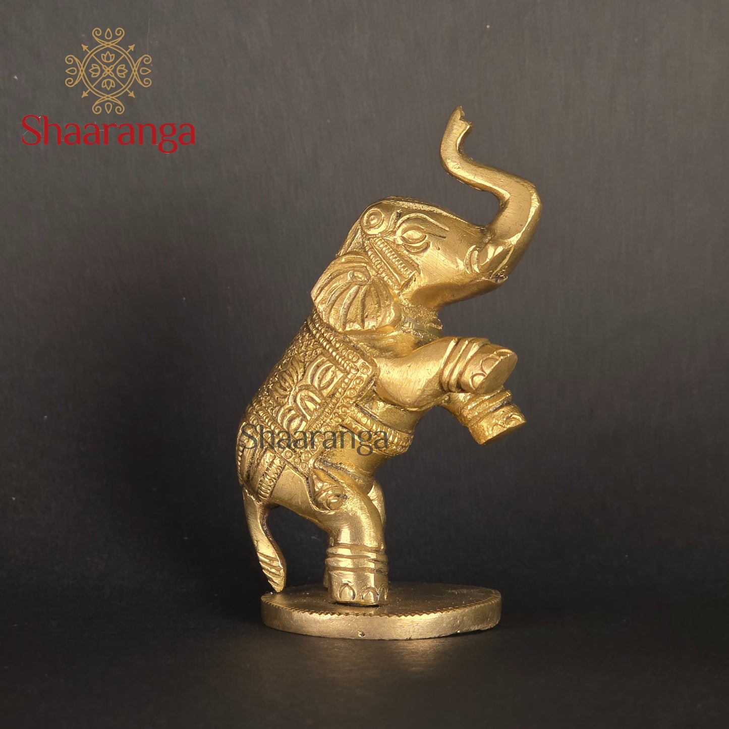 4 Inches Brass Elephant – Standing on Two Legs (Trunk Up)