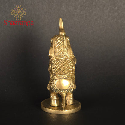4 Inches Brass Elephant – Standing on Two Legs (Trunk Up)