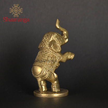 4 Inches Brass Elephant – Standing on Two Legs (Trunk Up)