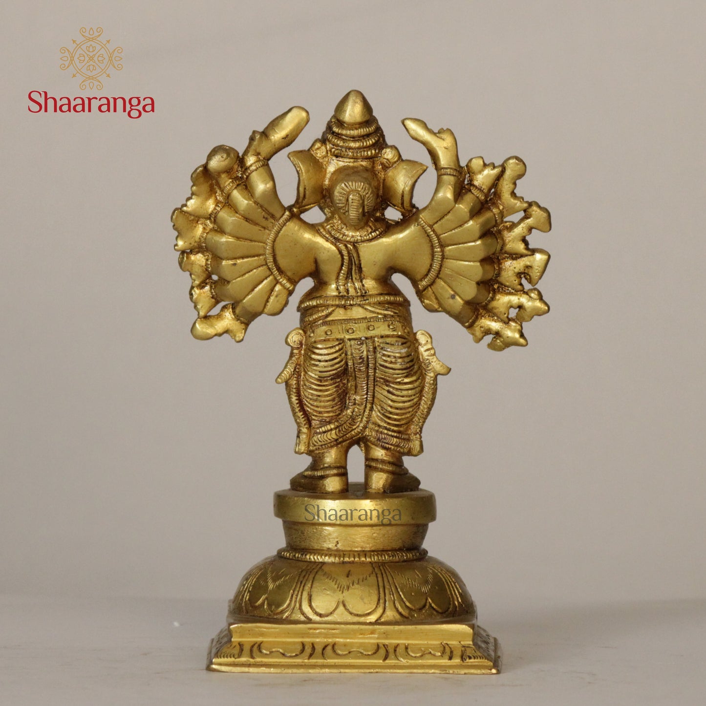 6.5 Inches Brass 16 Hand Ganesh