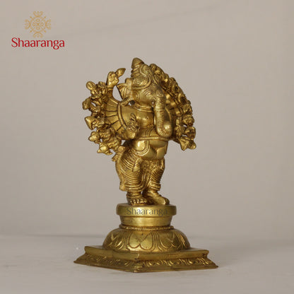 6.5 Inches Brass 16 Hand Ganesh