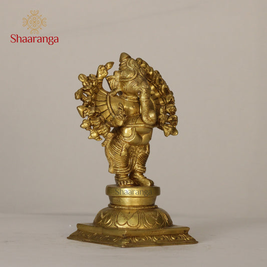 6.5 Inches Brass 16 Hand Ganesh