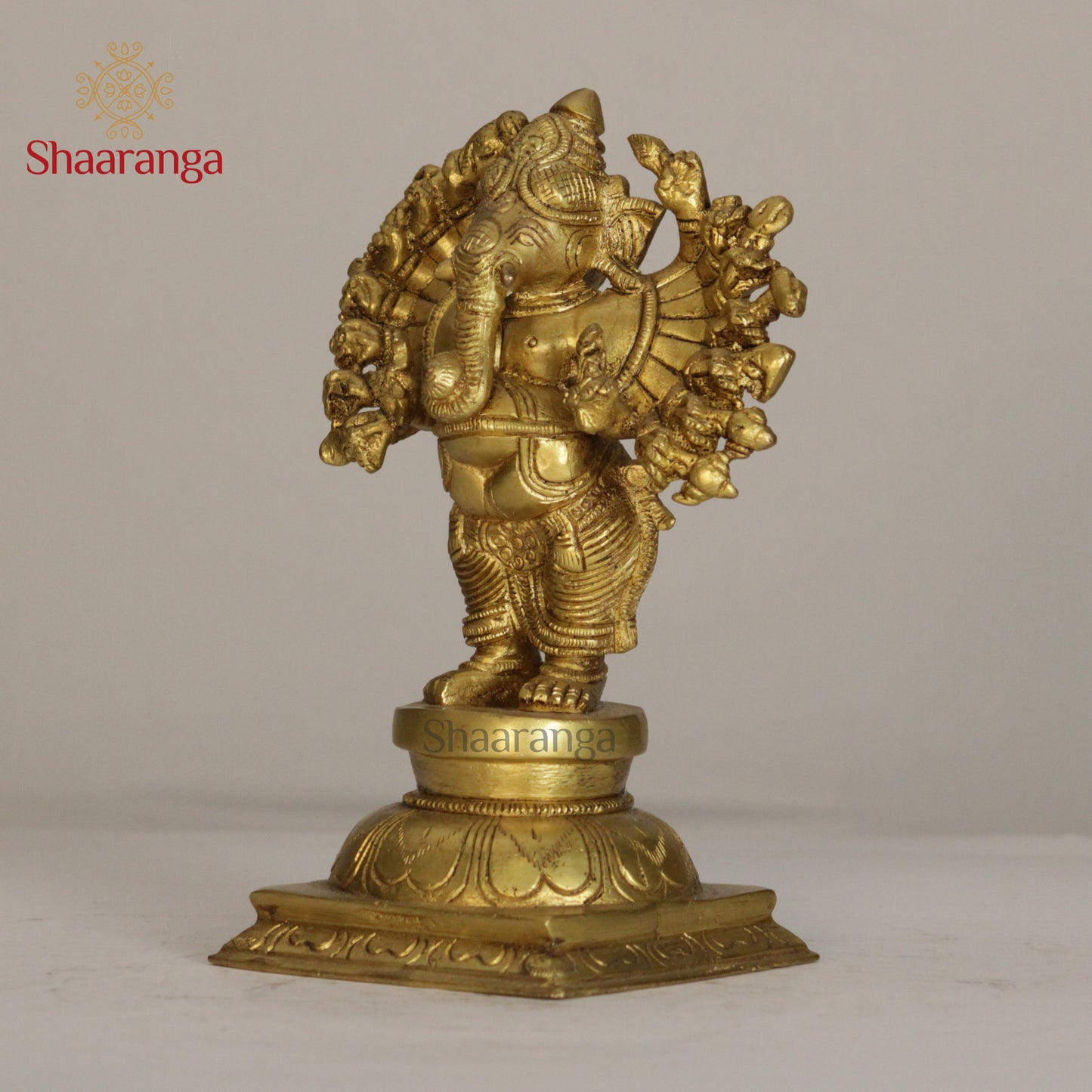 6.5 Inches Brass 16 Hand Ganesh