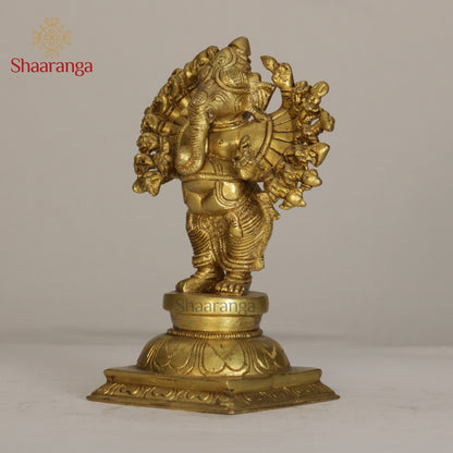 6.5 Inches Brass 16 Hand Ganesh