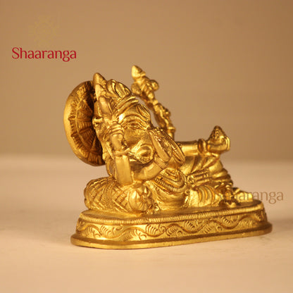 3 Inches Brass Relaxing Ganesha Idol