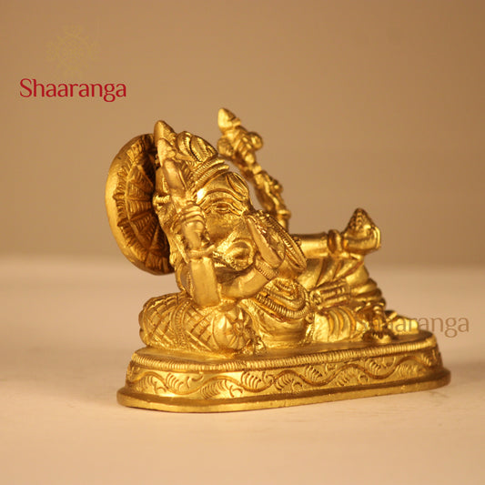 3 Inches Brass Relaxing Ganesha Idol