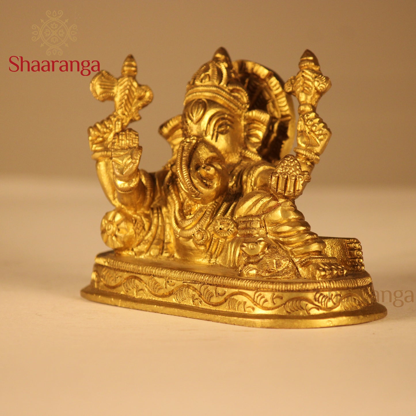 3 Inches Brass Relaxing Ganesha Idol