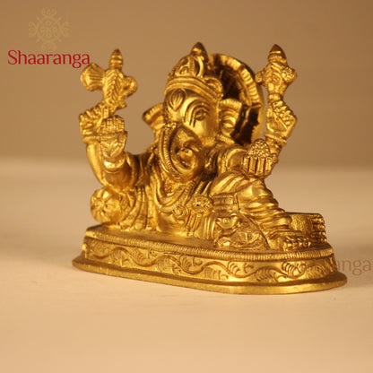 3 Inches Brass Relaxing Ganesha Idol