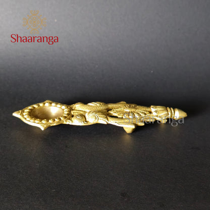 7 Inches Double Parrot Aarti Diya In Brass