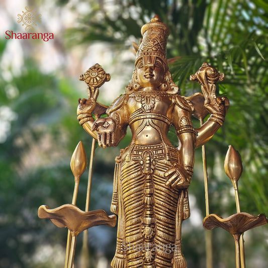 24 Inches Customised Brass Lord Venkateshwara with Lakshmi Devi in Lotus Aura