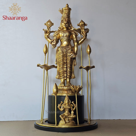 24 Inches Customised Brass Lord Venkateshwara with Lakshmi Devi in Lotus Aura