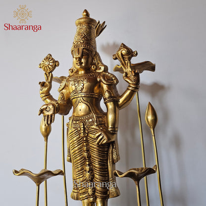 24 Inches Customised Brass Lord Venkateshwara with Lakshmi Devi in Lotus Aura