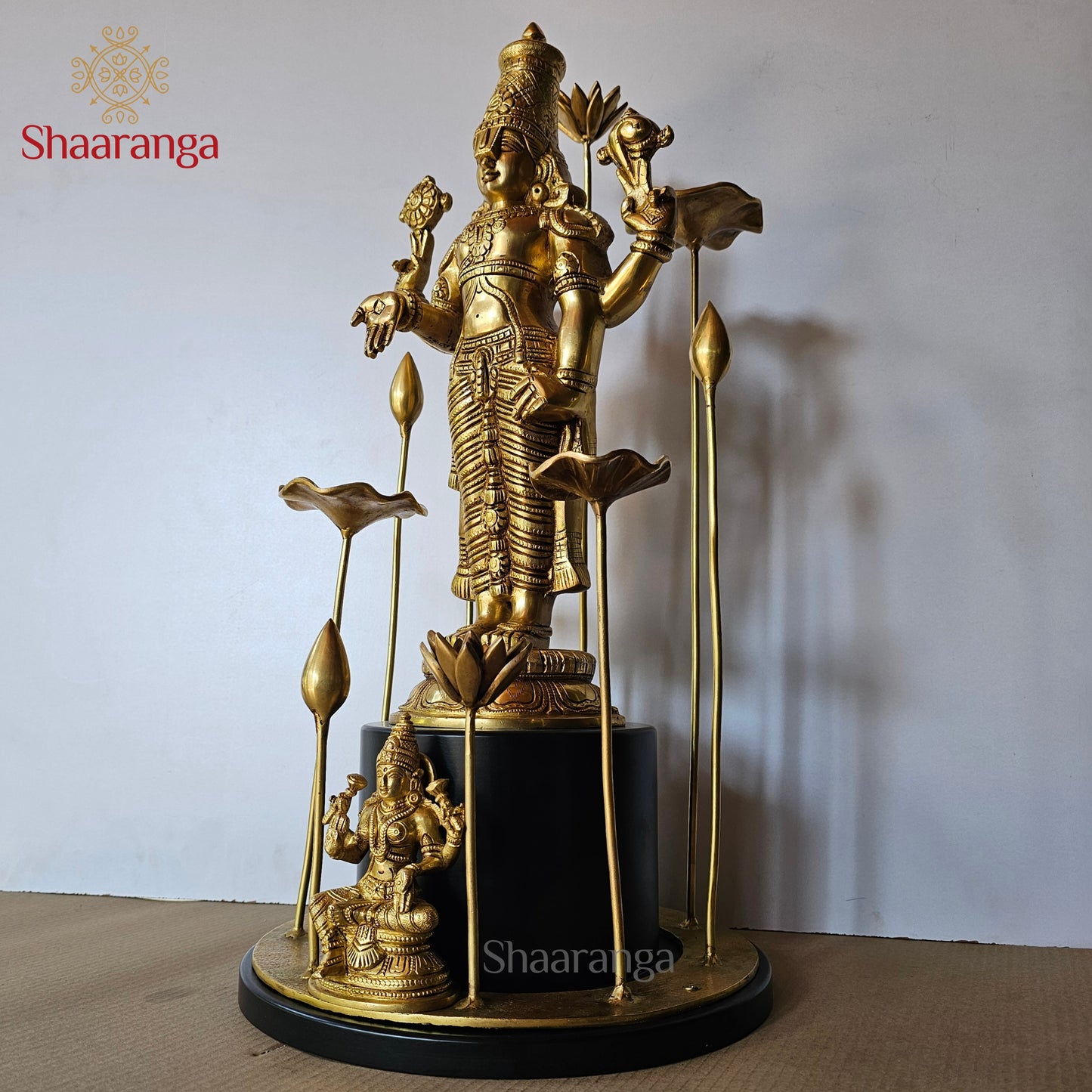 24 Inches Customised Brass Lord Venkateshwara with Lakshmi Devi in Lotus Aura