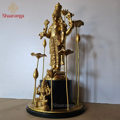 24 Inches Customised Brass Lord Venkateshwara with Lakshmi Devi in Lotus Aura