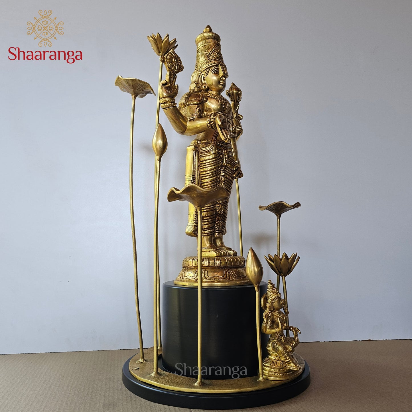 24 Inches Customised Brass Lord Venkateshwara with Lakshmi Devi in Lotus Aura