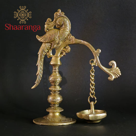 7 Inches Brass Parrot Lamp