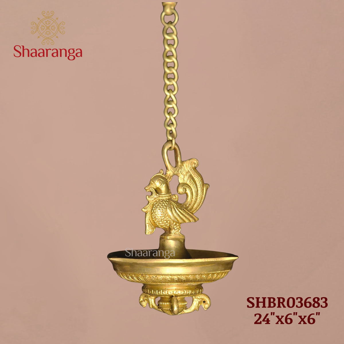 8 Inches Brass Hanging Lamp with Swan design