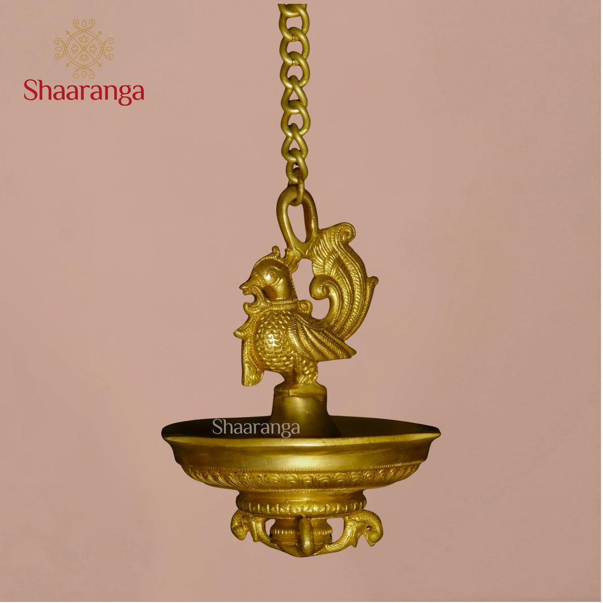 8 Inches Brass Hanging Lamp with Swan design